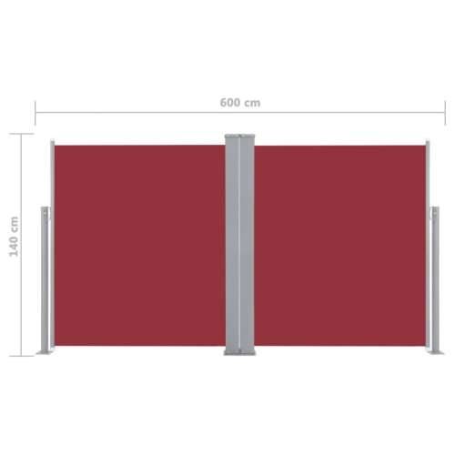 Uvlačiva bočna tenda 140 x 600 cm crvena Cijena