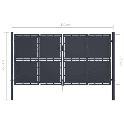 Dvorišna vrata - Vrtna vrata čelična 300 x 175 cm antracit - 300 x 175 cm Cijena