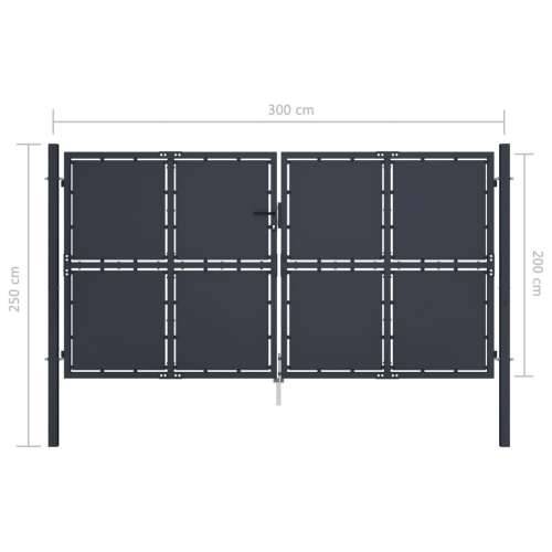 Dvorišna vrata - Vrtna vrata čelična 300 x 200 cm antracit - 300 x 200 cm Cijena