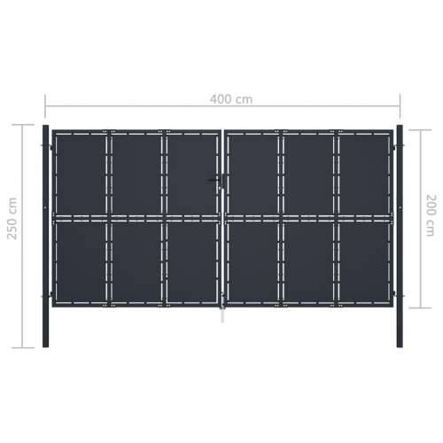 Dvorišna vrata - Vrtna vrata čelična 400 x 200 cm antracit - 400 x 200 cm Cijena