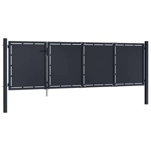 Dvorišna vrata - Vrtna vrata čelična 350 x 100 cm antracit - 350 x 100 cm Cijena