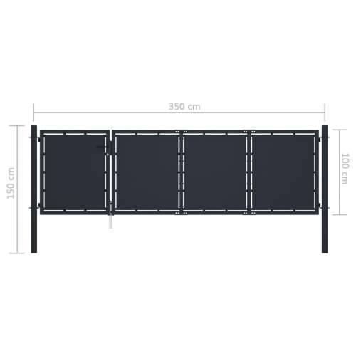 Dvorišna vrata - Vrtna vrata čelična 350 x 100 cm antracit - 350 x 100 cm Cijena