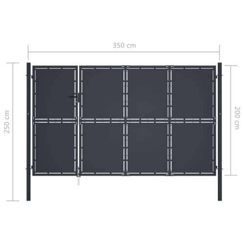 Dvorišna vrata - Vrtna vrata čelična 350 x 200 cm antracit - 350 x 200 cm Cijena