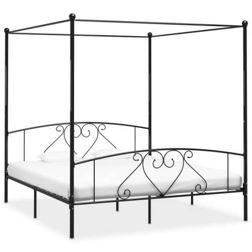 Okvir za krevet s nadstrešnicom crni metalni 180 x 200 cm  - Crna 180 x 200 cm Cijena