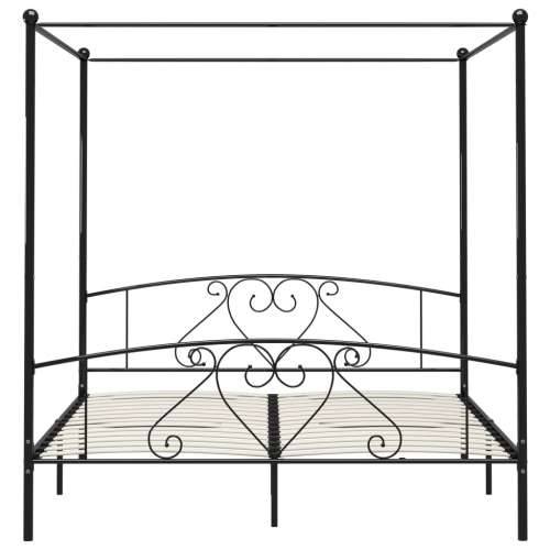 Okvir za krevet s nadstrešnicom crni metalni 180 x 200 cm  - Crna 180 x 200 cm Cijena