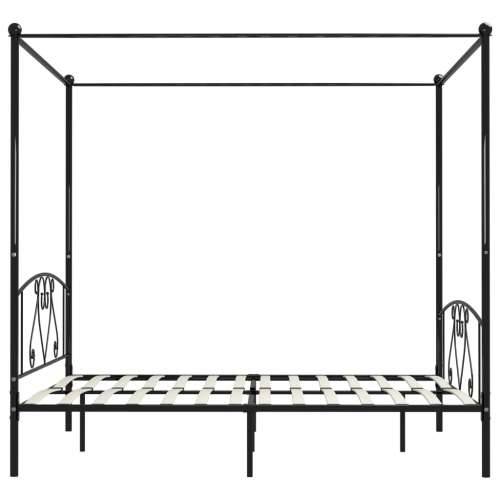 Okvir za krevet s nadstrešnicom crni metalni 180 x 200 cm  - Crna 180 x 200 cm Cijena