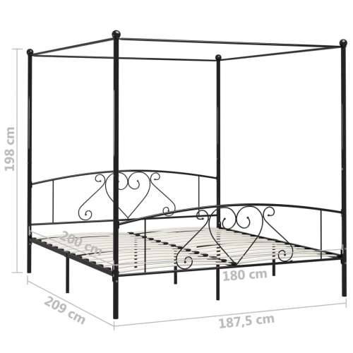Okvir za krevet s nadstrešnicom crni metalni 180 x 200 cm  - Crna 180 x 200 cm Cijena