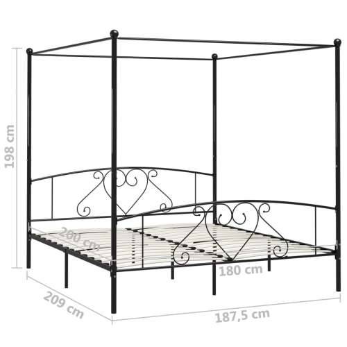 Okvir za krevet s nadstrešnicom crni metalni 180 x 200 cm Cijena
