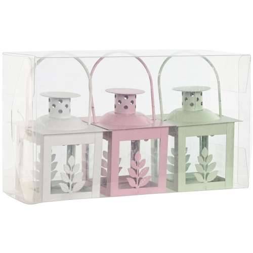 Lanterne Home ESPRIT Bijela Zelena Roza Kristal Željezo Shabby Chic 7 x 7 x 10 cm (3 Dijelovi) (4 kom.) Cijena