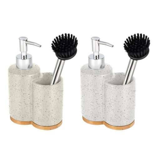 Porte-savon Home ESPRIT Bež Siva Srebrna Bambus Nehrđajući Čelik Dolomite 11,5 x 6,5 x 18,5 cm (2 kom.) Cijena