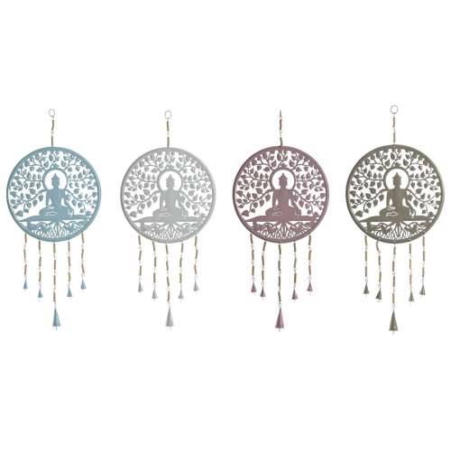 Decorațiune Suspendată Home ESPRIT Plava Bijela Siva Roza Željezo drvo Buda Orijentalno 33 x 1 x 77 cm (4 kom.) Cijena