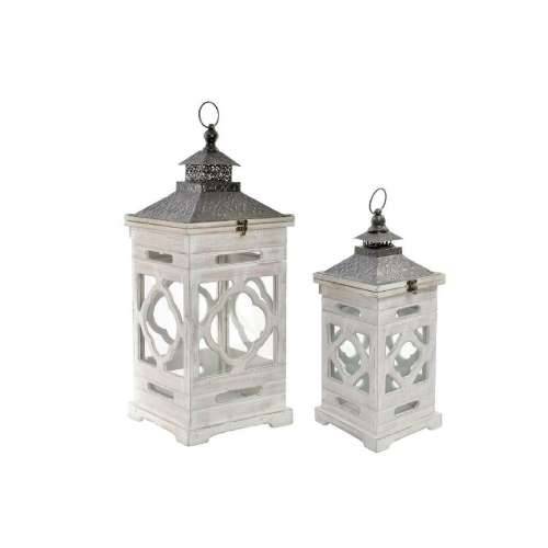 Lanterne Home ESPRIT Bijela Kristal Jela Etnički Arap 26 x 26 x 66 cm (2 Dijelovi) Cijena