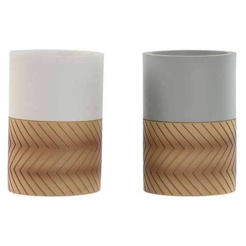 Čaša Home ESPRIT Bijela Siva Prirodno Smola 7 x 7 x 10,5 cm (2 kom.) Cijena