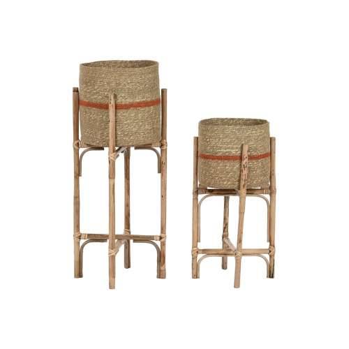 Set žardinjera Home ESPRIT Prirodno Juta Drvo Manga 26 X 26 X 67 cm (2 Dijelovi) Cijena