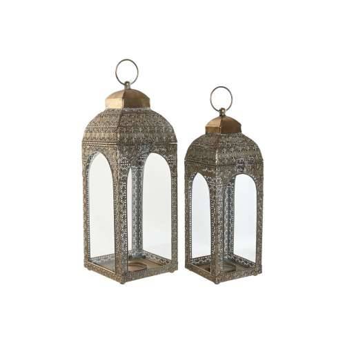 Laternas stends Home ESPRIT zlatan Metal Kristal Arap Decapé 20 X 20 X 56 cm (2 Dijelovi) Cijena
