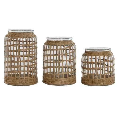 Vrč Home ESPRIT Prirodno Kristal 16,5 x 16,5 x 27 cm (3 Dijelovi) Cijena