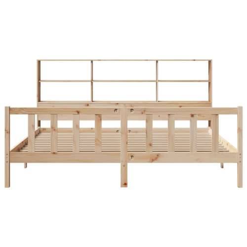 Krevet s regalom za knjige bez madraca 180x200 cm od borovine - Prirodna 180 x 200 cm Cijena