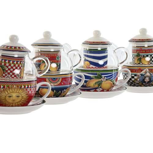 Čajnik Home ESPRIT Rumena Crvena Kristal Porculan 1 L (4 kom.) Cijena