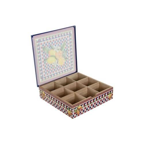 Kutija za Čajeve Home ESPRIT Plava Crvena Pisana Metal Kristal Drvo MDF 24 x 24 x 6,5 cm (2 kom.) Cijena