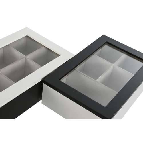 Kutija za Čajeve Home ESPRIT Bijela Crna Metal Kristal Drvo MDF 23 x 15 x 6,5 cm (2 kom.) Cijena