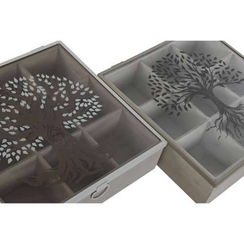 Kutija za Čajeve Home ESPRIT Smeđa Bež Metal Kristal Drvo MDF 24 x 24 x 6,5 cm (2 kom.) Cijena