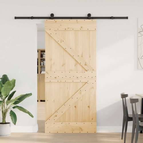 Klizna vrata s priborom za montažu 95 x 210 cm masivna borovina - 95 x 210 cm (213.5 cm) 1 Trokutasti Cijena