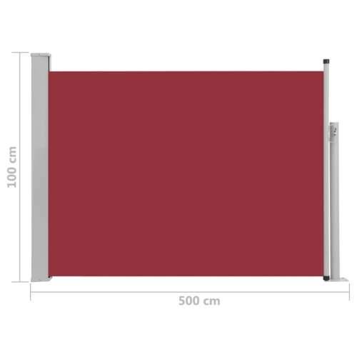 Uvlačiva bočna tenda za terasu 100 x 500 cm crvena Cijena