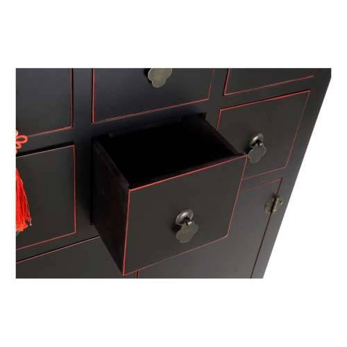 Ormarić s ladicama DKD Home Decor Crna Crvena Pisana Jela Drvo MDF Orijentalno 63 x 27 x 101 cm Cijena