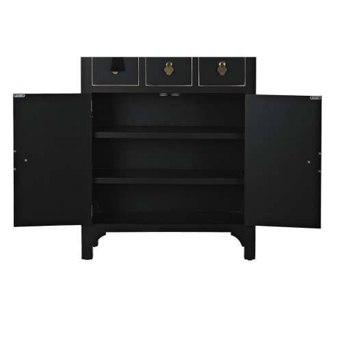 Ormarić s ladicama DKD Home Decor Crna zlatan Jela Drvo MDF Orijentalno 63 x 28 x 101 cm Cijena