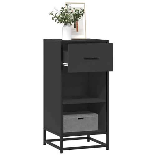Komoda crna 35,5 x 35 x 76 cm konstruirano drvo i metal - Crna 1 Cijena