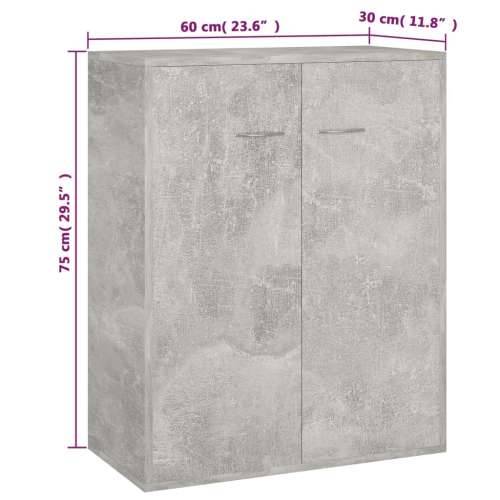 Komoda siva boja betona 60 x 30 x 75 cm od konstruiranog drva Cijena