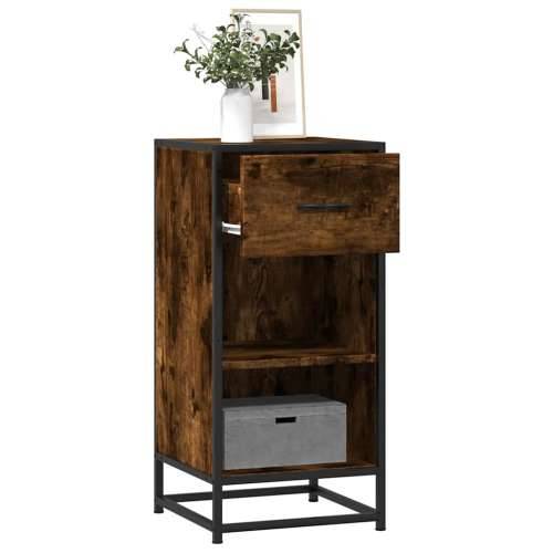 Komoda boja hrasta 35,5x35x76 cm konstruirano drvo i metal - Dimljeni hrast 1 Cijena