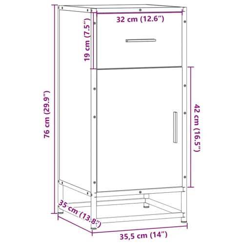 Komoda boja hrasta 35,5x35x76 cm konstruirano drvo i metal - Dimljeni hrast 1 Cijena