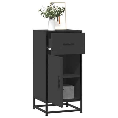 Komoda crna 35,5 x 35 x 76 cm konstruirano drvo i metal - Crna 1 Cijena
