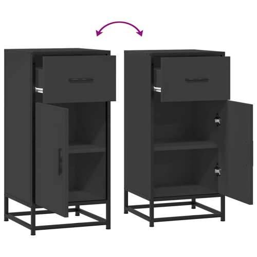 Komoda crna 35,5 x 35 x 76 cm konstruirano drvo i metal - Crna 1 Cijena