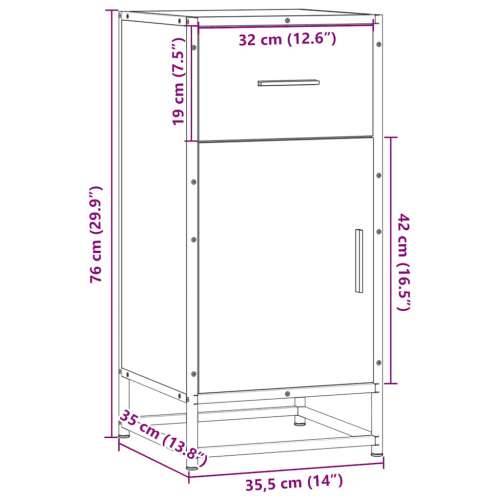 Komoda boja hrasta 35,5 x 35 x 76 cm konstruirano drvo i metal - sonoma hrast 1 Cijena