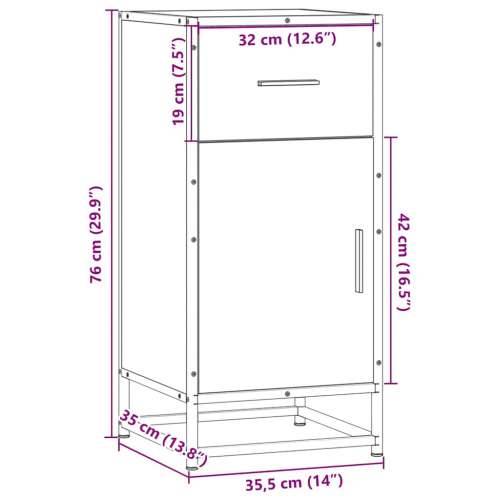 Komoda boja hrasta sonome 35,5x35x76 cm konstruirano drvo metal - Sivi hrast sonoma 1 Cijena