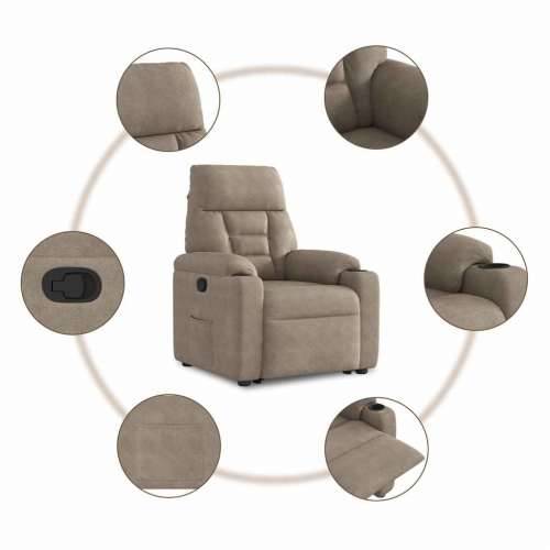 Naslonjač na podizanje smeđesivi od mikrovlakana - Sivo-smeđa 1 manual reclining function Ne Cijena
