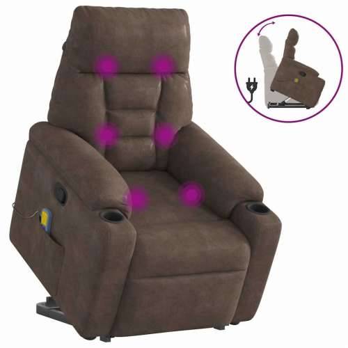 Masažni naslonjač - Masažna fotelja na podizanje smeđi od mikrovlakana - Smeđa 1 manual reclining function Da Cijena