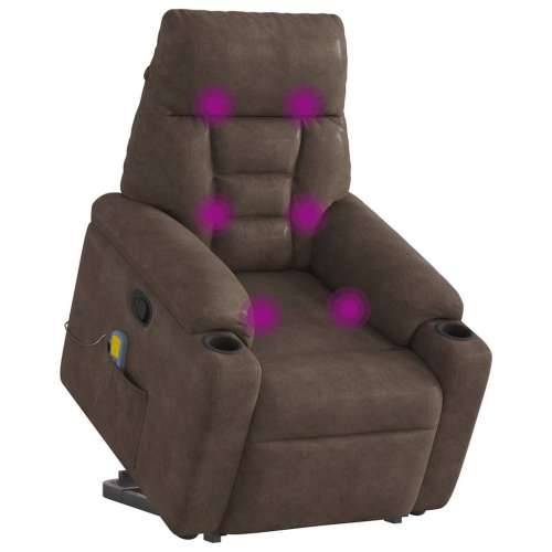 Masažni naslonjač - Masažna fotelja na podizanje smeđi od mikrovlakana - Smeđa 1 manual reclining function Da Cijena