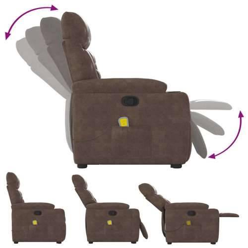 Masažni naslonjač - Masažna fotelja na podizanje smeđi od mikrovlakana - Smeđa 1 manual reclining function Da Cijena