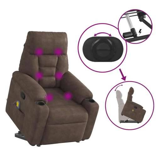 Masažni naslonjač - Masažna fotelja na podizanje smeđi od mikrovlakana - Smeđa 1 manual reclining function Da Cijena