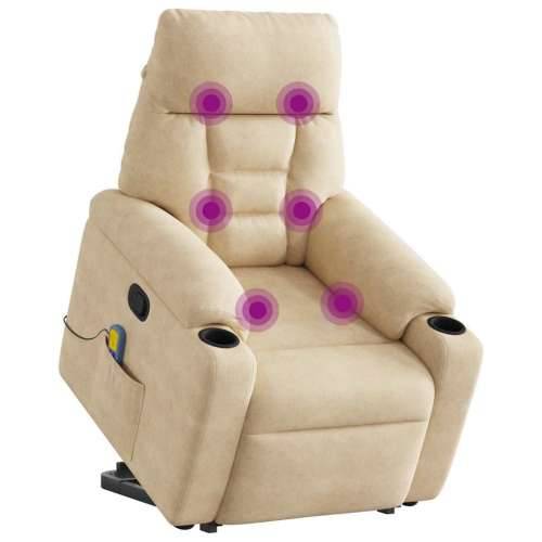 Masažni naslonjač - Masažna fotelja na podizanje krem od mikrovlakana - Krema 1 manual reclining function Da Cijena