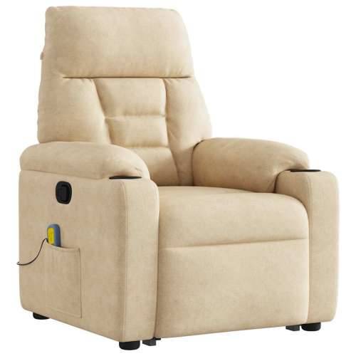 Masažni naslonjač - Masažna fotelja na podizanje krem od mikrovlakana - Krema 1 manual reclining function Da Cijena