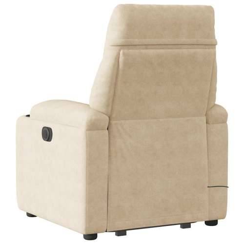 Masažni naslonjač - Masažna fotelja na podizanje krem od mikrovlakana - Krema 1 manual reclining function Da Cijena