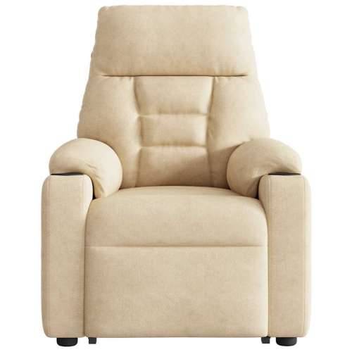 Masažni naslonjač - Masažna fotelja na podizanje krem od mikrovlakana - Krema 1 manual reclining function Da Cijena