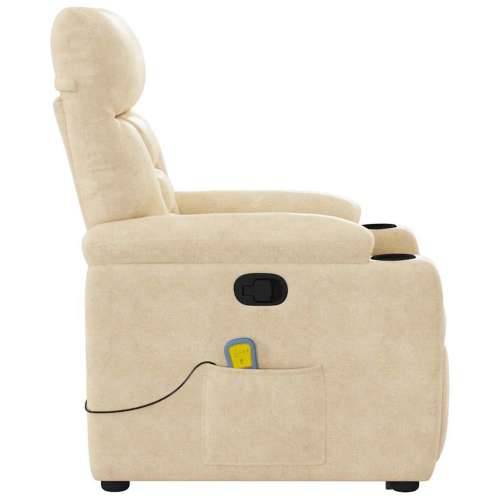 Masažni naslonjač - Masažna fotelja na podizanje krem od mikrovlakana - Krema 1 manual reclining function Da Cijena