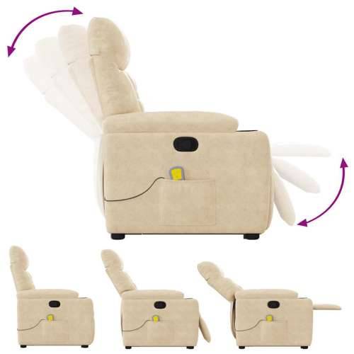 Masažni naslonjač - Masažna fotelja na podizanje krem od mikrovlakana - Krema 1 manual reclining function Da Cijena