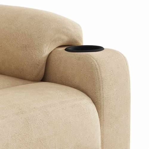 Masažni naslonjač - Masažna fotelja na podizanje krem od mikrovlakana - Krema 1 manual reclining function Da Cijena
