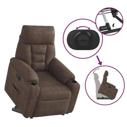 Električni naslonjač na podizanje smeđi od mikrovlakana - Smeđa 1 electric reclining function Ne Cijena